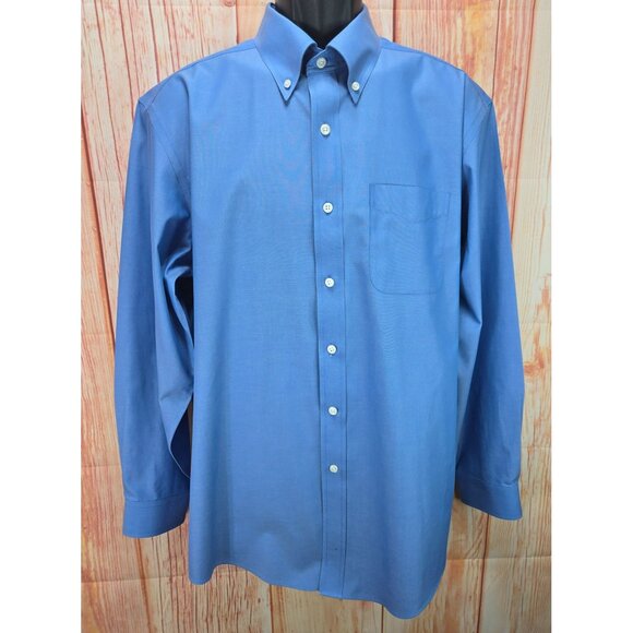 L.L. Bean Mens Traditional Fit Blue Dress Shirt 16-34 Medium - Picture 1 of 6